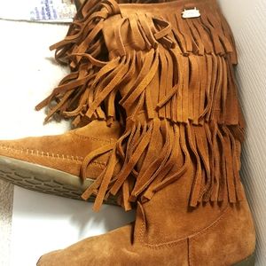 Vintage Brown Handmade Tassel Suede Boot